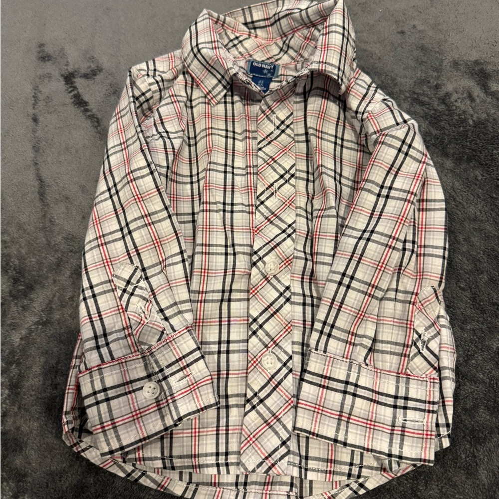 Old Navy Red and Black Button Down Shirt